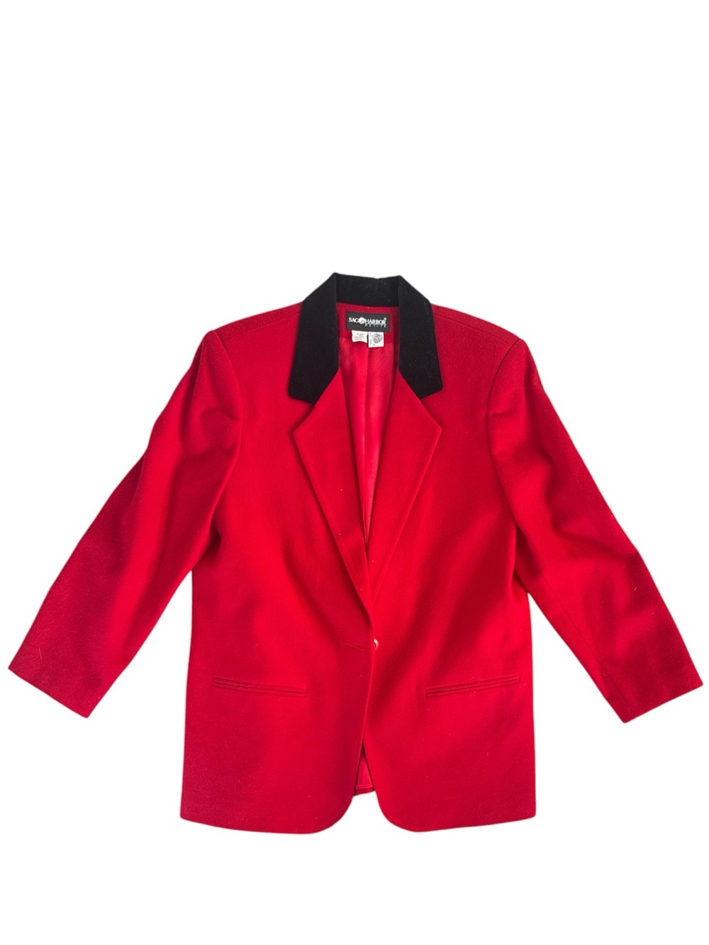 Sag Harbor Red Blazer with Black Collar